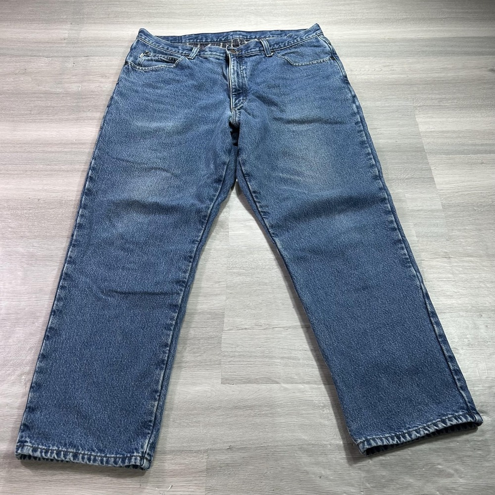 L.L. Bean Double L Classic Fit Jeans Mens 38x30 Blue Flannel Lined Denim Pants
